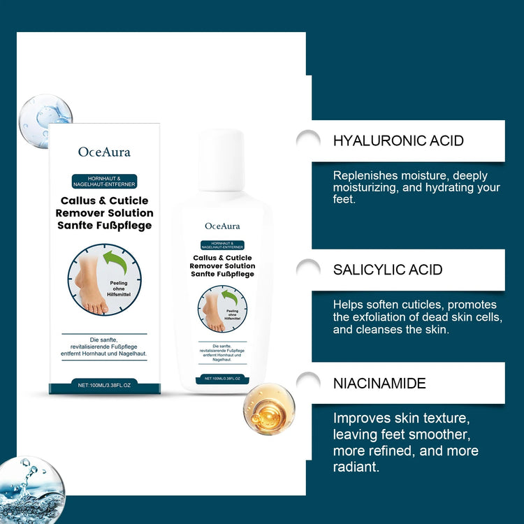 OCEAURA 100ml Foot Cuticles Remover Solution No Tools Required Gentle Non-irritating Removes Foot Cuticles Callus Restore Smooth Khamik Shop Online