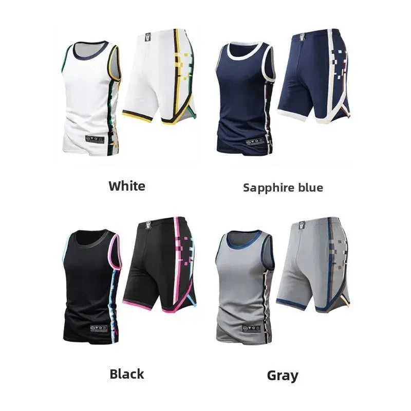 Summer Daily Outdoor Leisure Trend Versatile Sportswear Men Fashion Trend Sports Sleeveless Vest Five Quarter Shorts 2-piece Set Khamik Shop Online