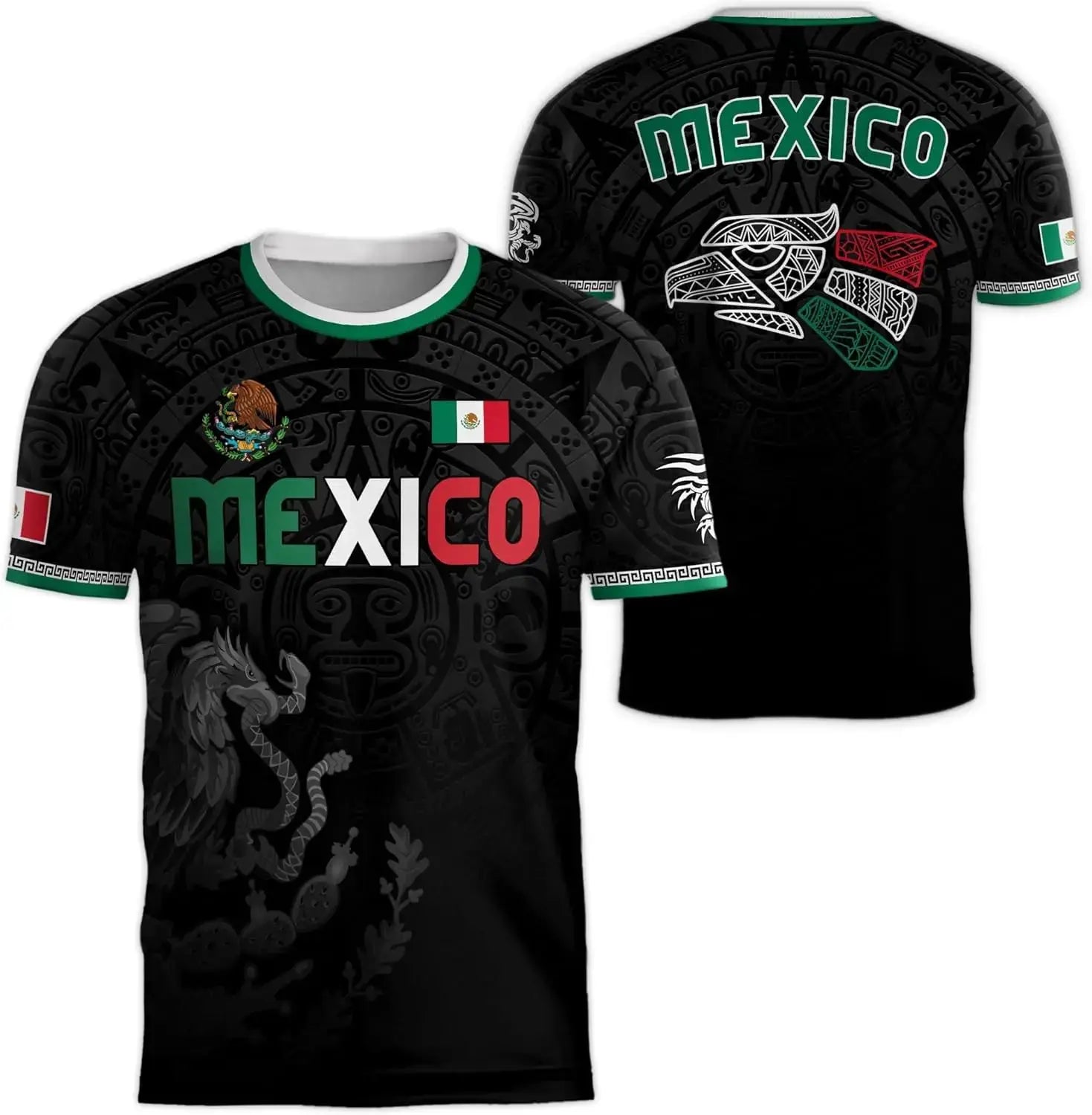 2026 Mexico National Flag Print T Shirt Men women 3D Eagle Pattern Short Sleeve Tees Outdoor Football Sports Clothes Casual Tops Khamik Shop Online