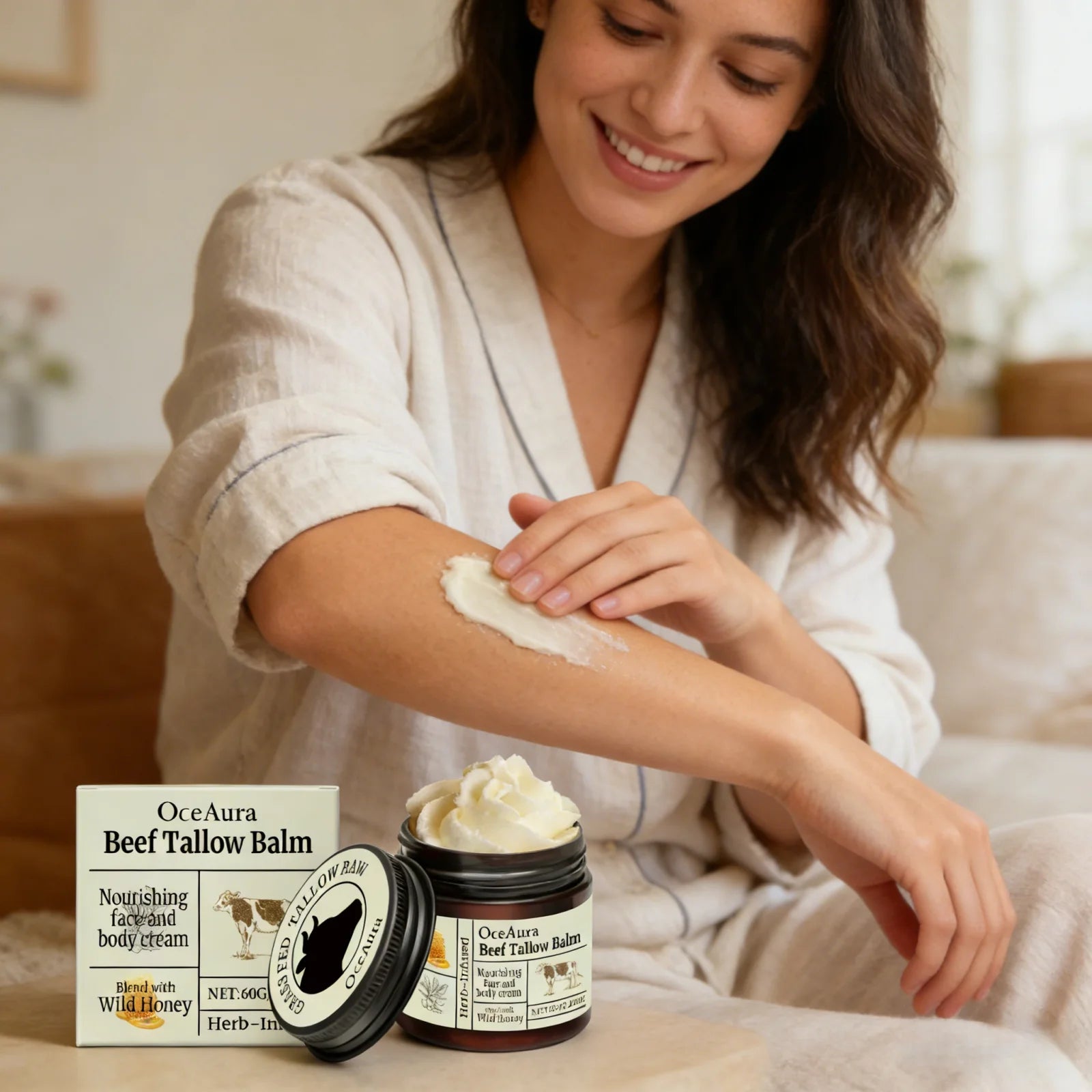 Beef Tallow Balm Deep Moisturizing Nourishing Brightening Skin Long-Lasting Fragrance Refreshing Care Face Body Lotion