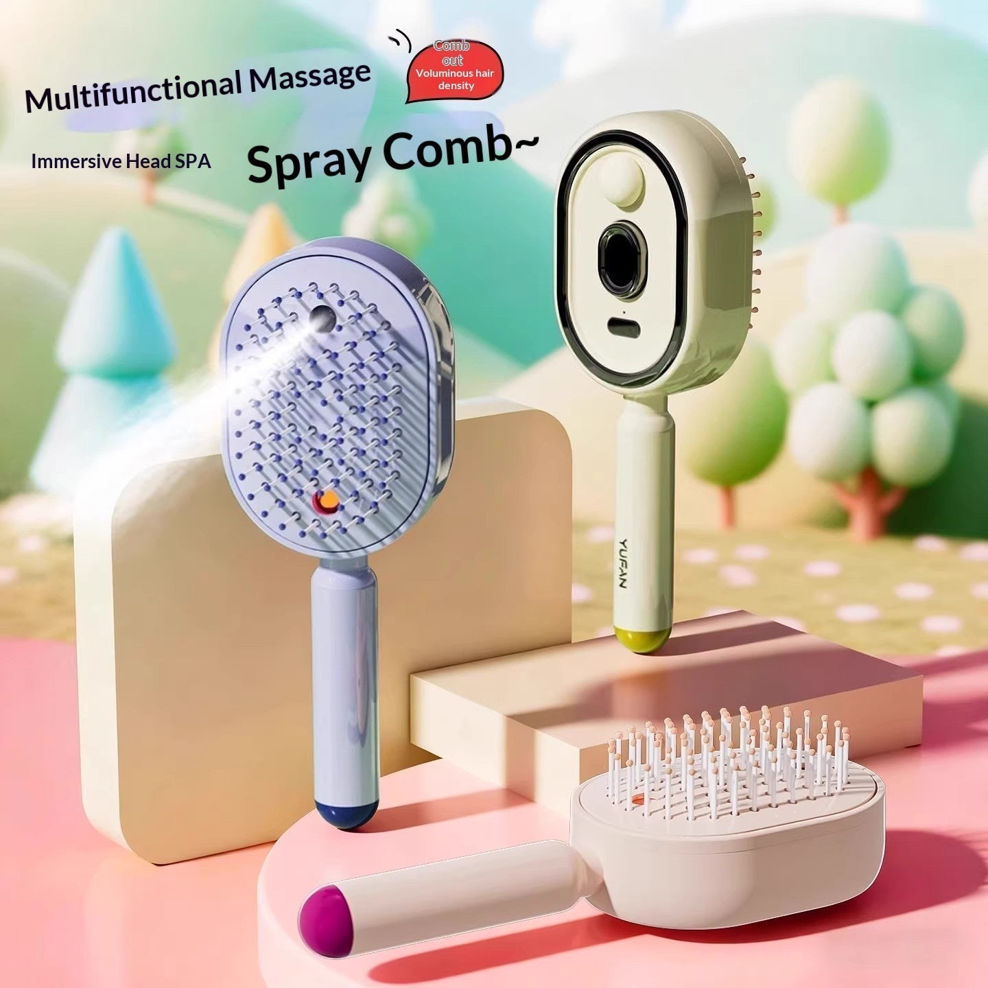 Electric Spray Airbag Massage Comb Essential Oil Atomized Hair Brush Periwinkle Abderus