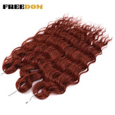 FREEDOM Synthetic Curly Braiding Hair Extensions 24 Inch/60 cm Long Deep Wavy Twist Crochet Braids Hair Ombre Brown Rainbow Hair Khamik Shop Online
