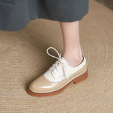 2026 Lace Up Single Women Fashion Platform Shoes Mixed Color Spring Autumn Casual Shoes Women Genuine Leather Pumps Women Shoes Khamik Shop Online