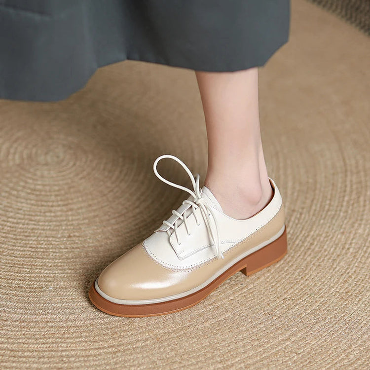 2026 Lace Up Single Women Fashion Platform Shoes Mixed Color Spring Autumn Casual Shoes Women Genuine Leather Pumps Women Shoes Khamik Shop Online