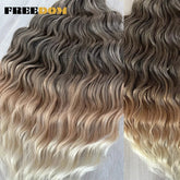 FREEDOM Synthetic Curly Braiding Hair Extensions 24 Inch/60 cm Long Deep Wavy Twist Crochet Braids Hair Ombre Brown Rainbow Hair Khamik Shop Online