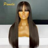 Brazilian Pre Cut Bone Straight Human Hair With Bangs 360 Lace Front Wig Human Hair Pre Plucked Wigs For Women Khamik Shop Online