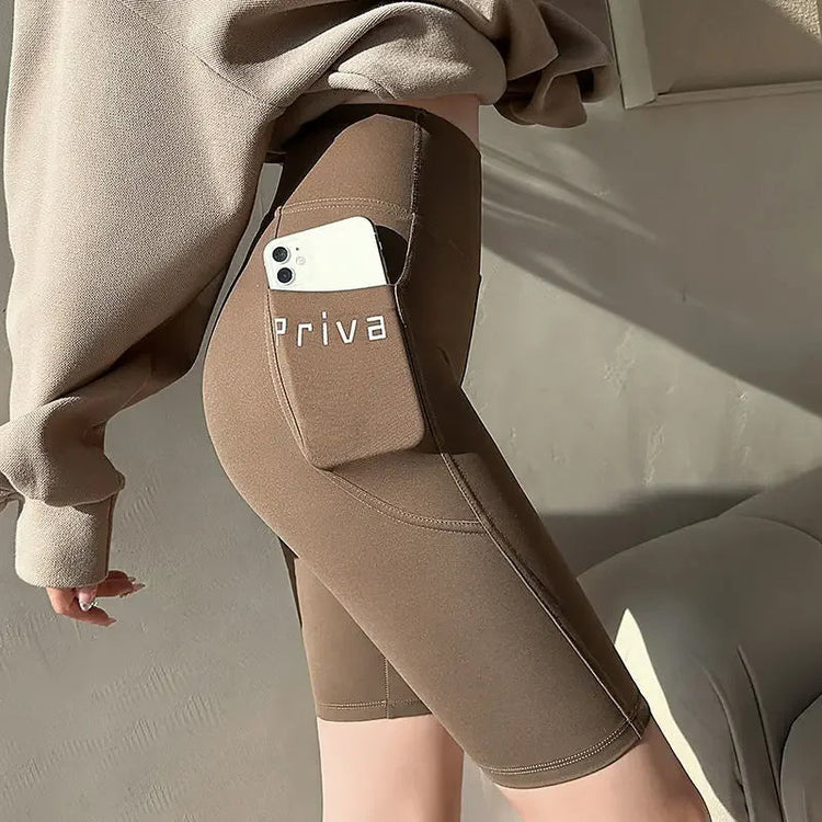 1 Piece Summer Thin Shark Skin Shorts 5 Inch Pocket Women Outdoor Gym Bike Riding High Waist Tummy Control Butt Lift Khamik Shop Online