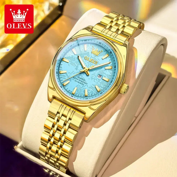 OLEVS New 3703 Watches Woman Elegant Quartz Watch Waterproof Luminous Stainless Steel Date Watches Woman Bracelet Gifts Box Khamik Shop Online