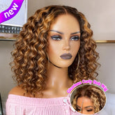 Highlight Honey Blonde Wear And Go Glueless Bob Wig Human Hair Curly Deep Wave Ombre Brown 5X5 Hd Lace Closure Wig 250 Density Khamik Shop Online