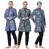 H1024 Muslim Women Fullcoverage  Long Sleeves Cover Up Burkinis Three Pieces Plus Size Printing  Swimwear Suits Khamik Shop Online