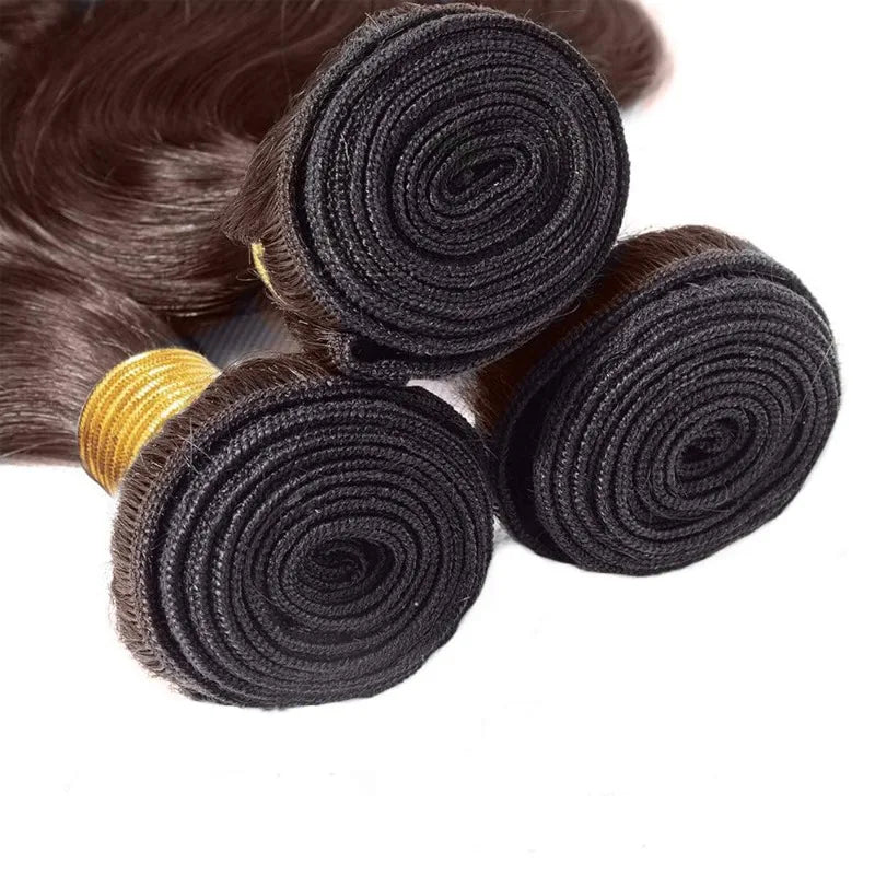 Premium Chocolate Light Brown Water Wave Bundles Human Hair 12-28inches Color 