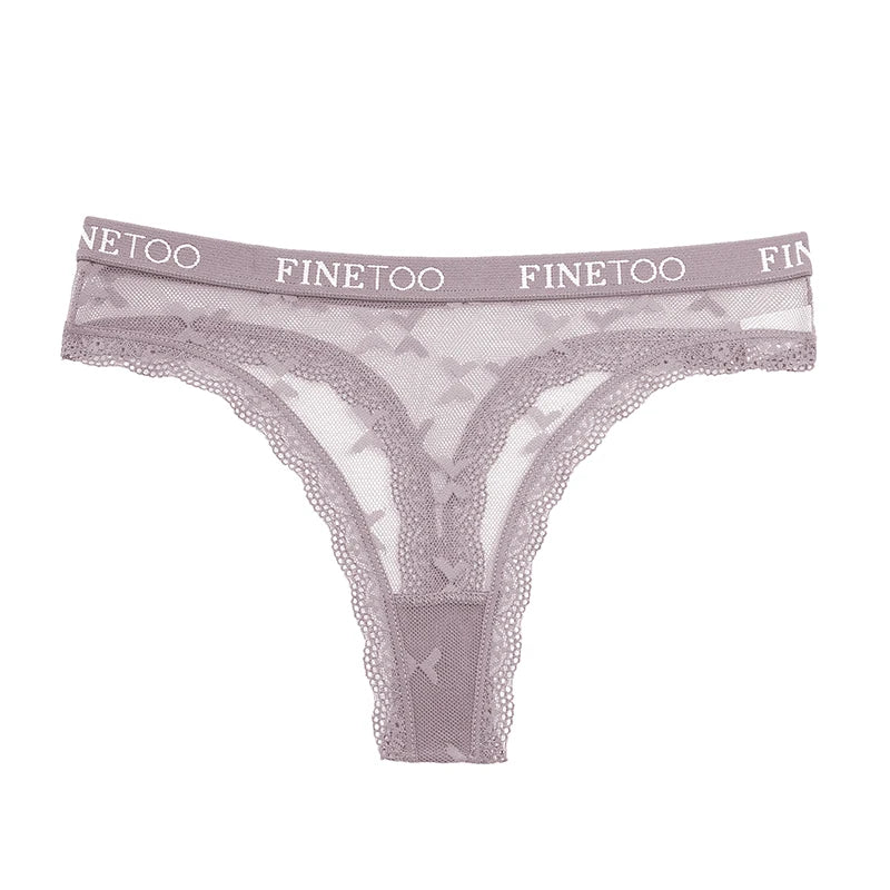 FINETOO Sexy Lace Thongs Women Panties Low Waist Underwear Women Solid Comfortable Female Underpants Breathable Lingerie