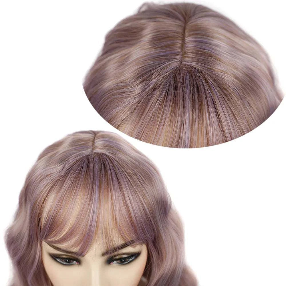 Jeedou 14 Inch Water Wave Bob Wig With Air Bangs Matte Synthetic Short Wavy Wigs For Women Daily Cosplay Colorful Wig Khamik Shop Online