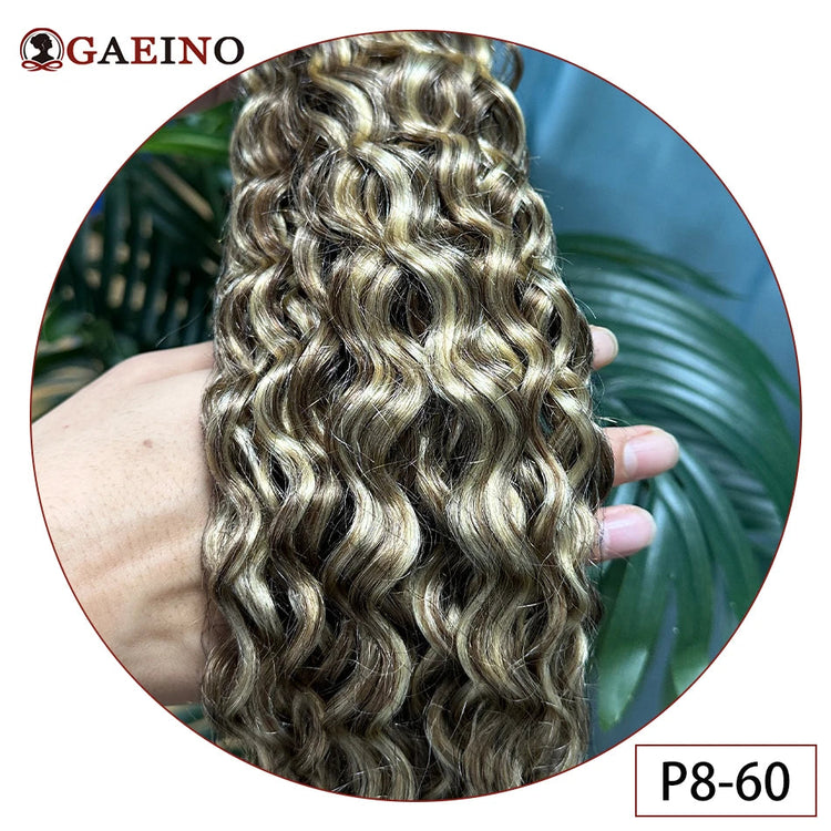 Water Wave Tape in Human Hair Extension Brazilian Hair Skin Weft Tape in Curly Human Hair 20 Pcs/Set Black Brown Blonde Color Khamik Shop Online