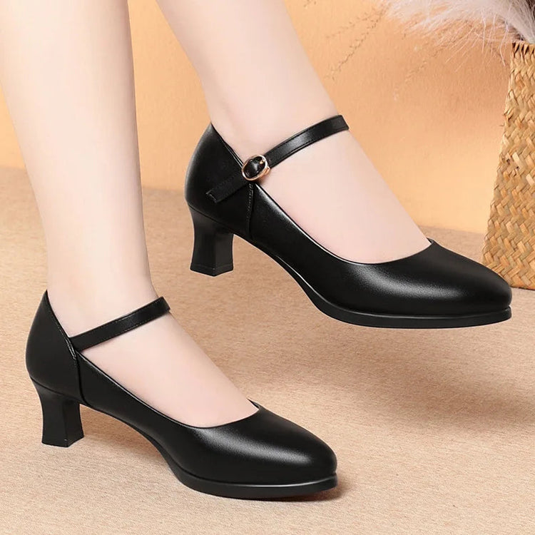 5cm Heels Flight Attendant Work Shoes Women Black Soft Comfortable Pumps Non-Slip Office Shoes for Standing All Day, Size 35-40 Khamik Shop Online
