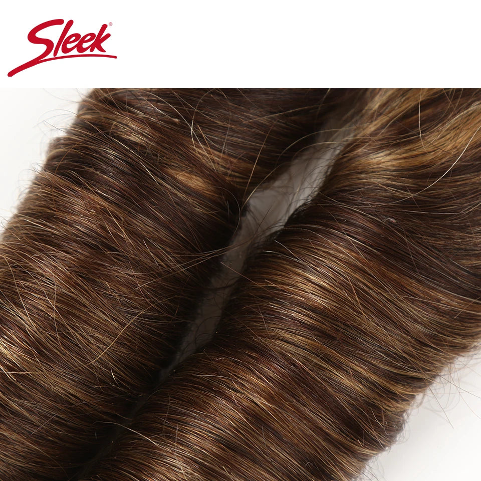 Sleek Double Drawn Loose Wave Color P4/27 P6/27 P1B/30 P4/30 Brazilian Remy Human Hair Bundles 1Pcs Hollywood Wave Hair Bundles Khamik Shop Online