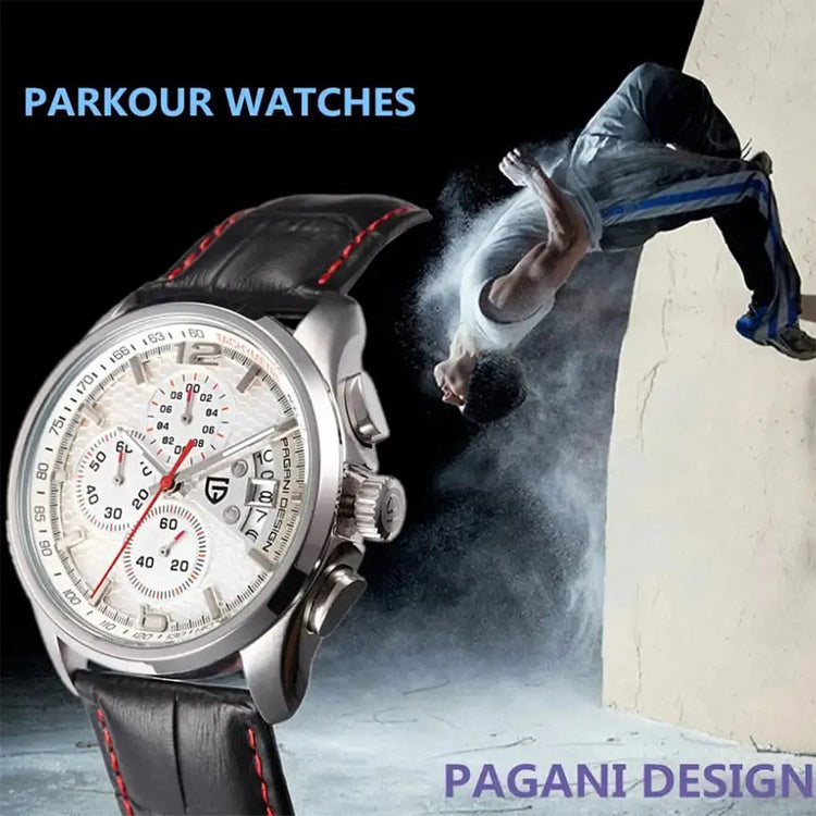 PAGANI DESIGN New PD-3306 Chronograph Men Watch Top Brand Classic Leather Waterproof Quartz Wristwatch for Man Gift Reloj Hombre Khamik Shop Online