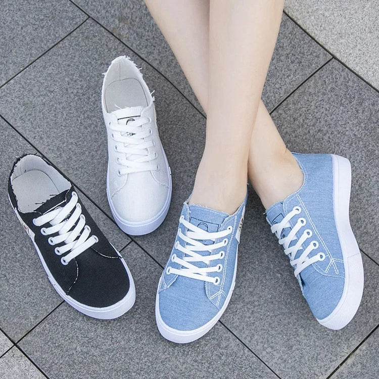 2026 Spring Summer Women Canvas Sneaker Low Top Denim Sneakers Ladies Popular Flat Canvas Board Shoes Female Sapatos Femininos Khamik Shop Online