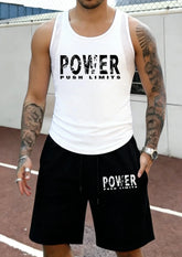 Power Push Limits Pattern Summer Fitness Mesh Vest Set Man Classic Pocket Shorts Quick Dry Running Sportswear Sport Short Pants Khamik Shop Online