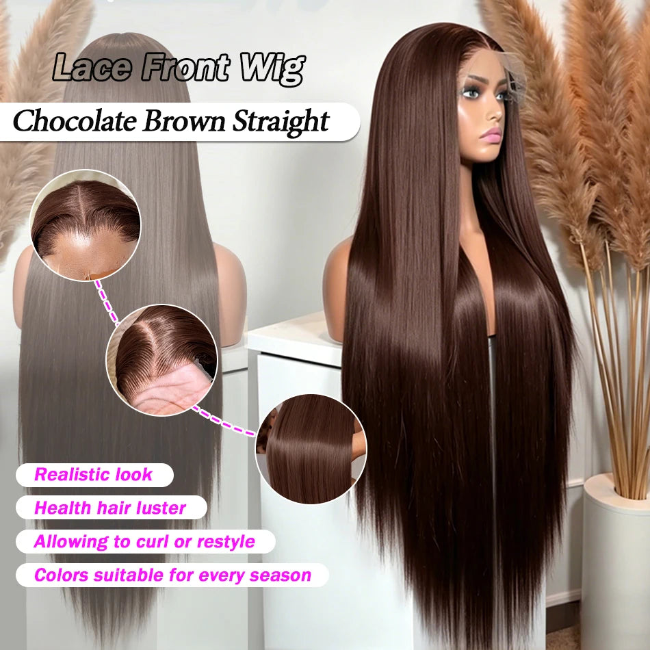 HD Chocolate Brown 13x4 Straight Lace Front Wig Brazilian 13x6 Full Lace Frontal Wigs For Women Remy Human Hair Wig Pre Plucked Khamik Shop Online