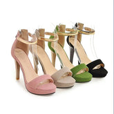 SIMLOVEYO Chic Womens Peep Sandals Slim Tall Raise 11cm Velvet Zip Metal Trim Extra Wide Fit 44 45 46 Rendezvous Footwear Khamik Shop Online
