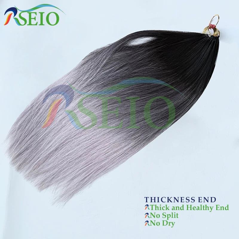 RESIO  Feather Hair Extensions Straight 100% Real Human Microring Hair Extensions Color Purple Blue Pink Gray 18-20inch Khamik Shop Online
