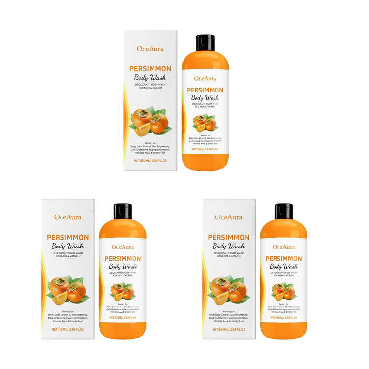 OceAura Fresh Persimmon Shower Gel Gentle Deep Cleansing Skin Barrier Protection Repair Long-Lasting Citrus Fruity Scent Mild Moisturizing Body Wash Khamik Shop Online
