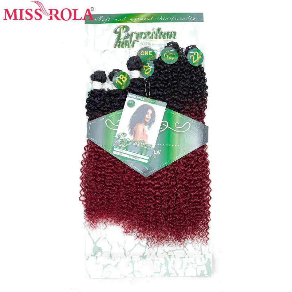 Miss Rola Ombre Hair Bundles Synthetic Kinky Curly Hair Extensions Sew In Hair Weaves 18-22 inch 6pcs/Pack 200g Hair Wefts Khamik Shop Online