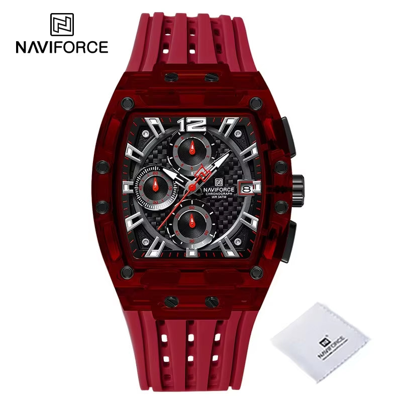 New  Men'S Quartz Multifunction Watches Fashion Sports Chronograph 5ATM Waterproof Silicone Band Casual Man Wrist Watch