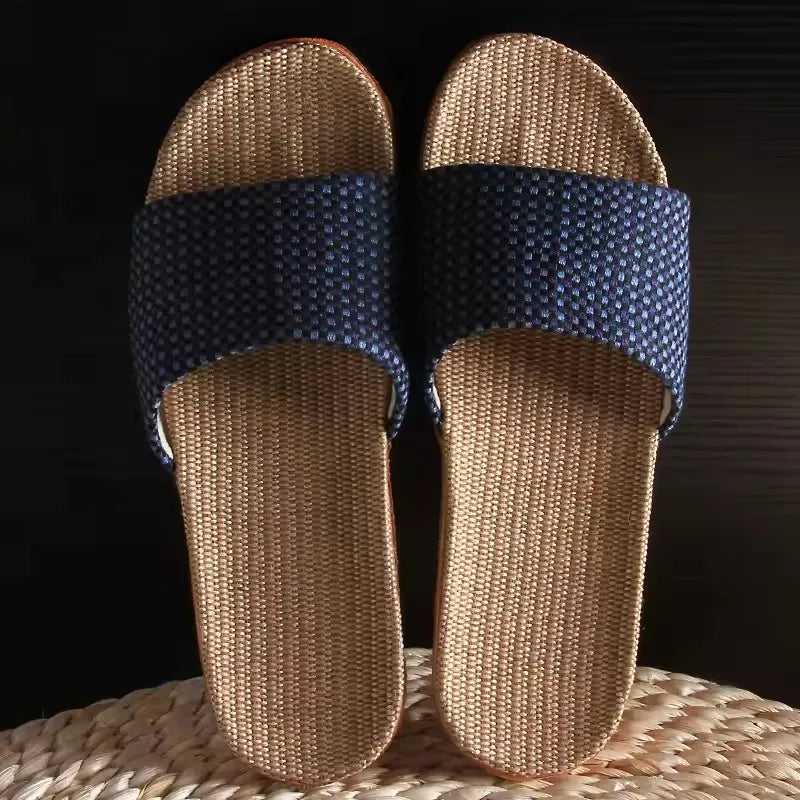 Mntrerm 2023 New Style Home Sandals Indoor Non-Slip Linen Slippers Men&