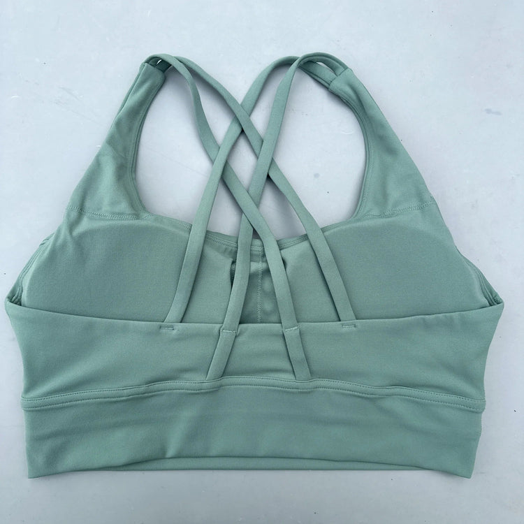 Solid Color Soft Cross Back Women Fitness Bra Tights Yoga Vest High Strength Shockproof Gym Sports Top Push Up With Chest Pad Khamik Shop Online