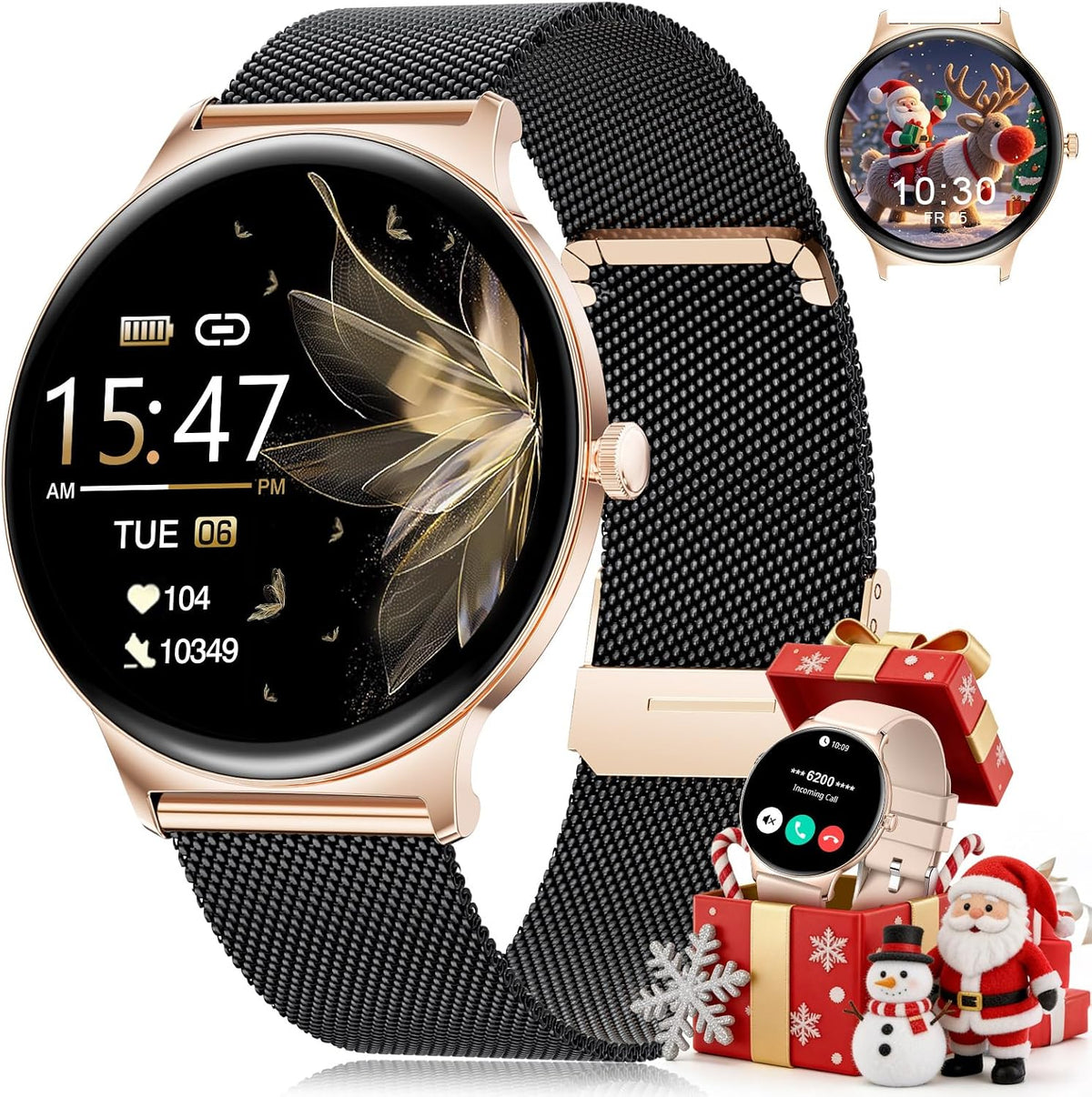 Smart Watches for Women with Answer/Make Calls, 1,43" HD AMOLED Smart Watch with 120+Sports Fitness Tracker/Calorie, IP68 Waterproof Reloj Intente Para Mujer, Android Ios Smartwatch