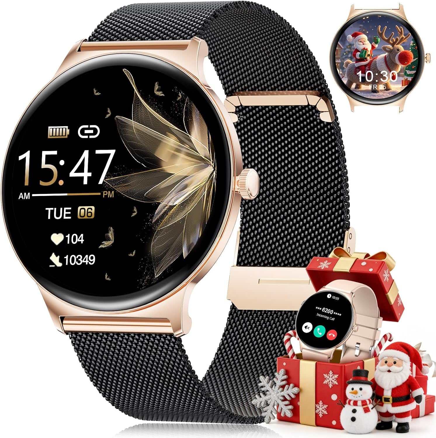 Smart Watches for Women with Answer/Make Calls, 1,43" HD AMOLED Smart Watch with 120+Sports Fitness Tracker/Calorie, IP68 Waterproof Reloj Intente Para Mujer, Android Ios Smartwatch