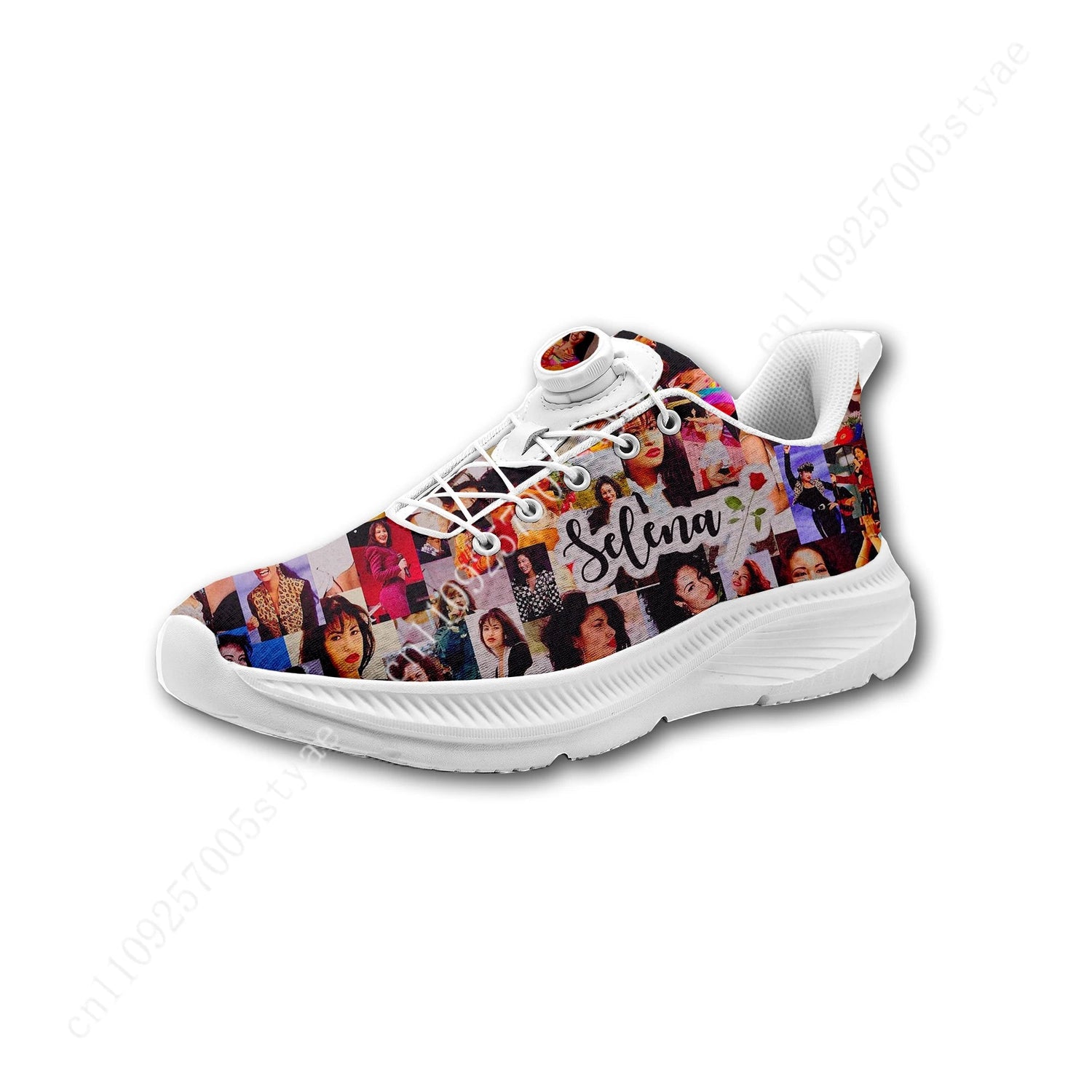 Selena Quintanilla Custom Walking Shoes Men Woman Rotating Button Without Laces Shoe Design Logo Lightweight Sneakers Unisex Khamik Shop Online