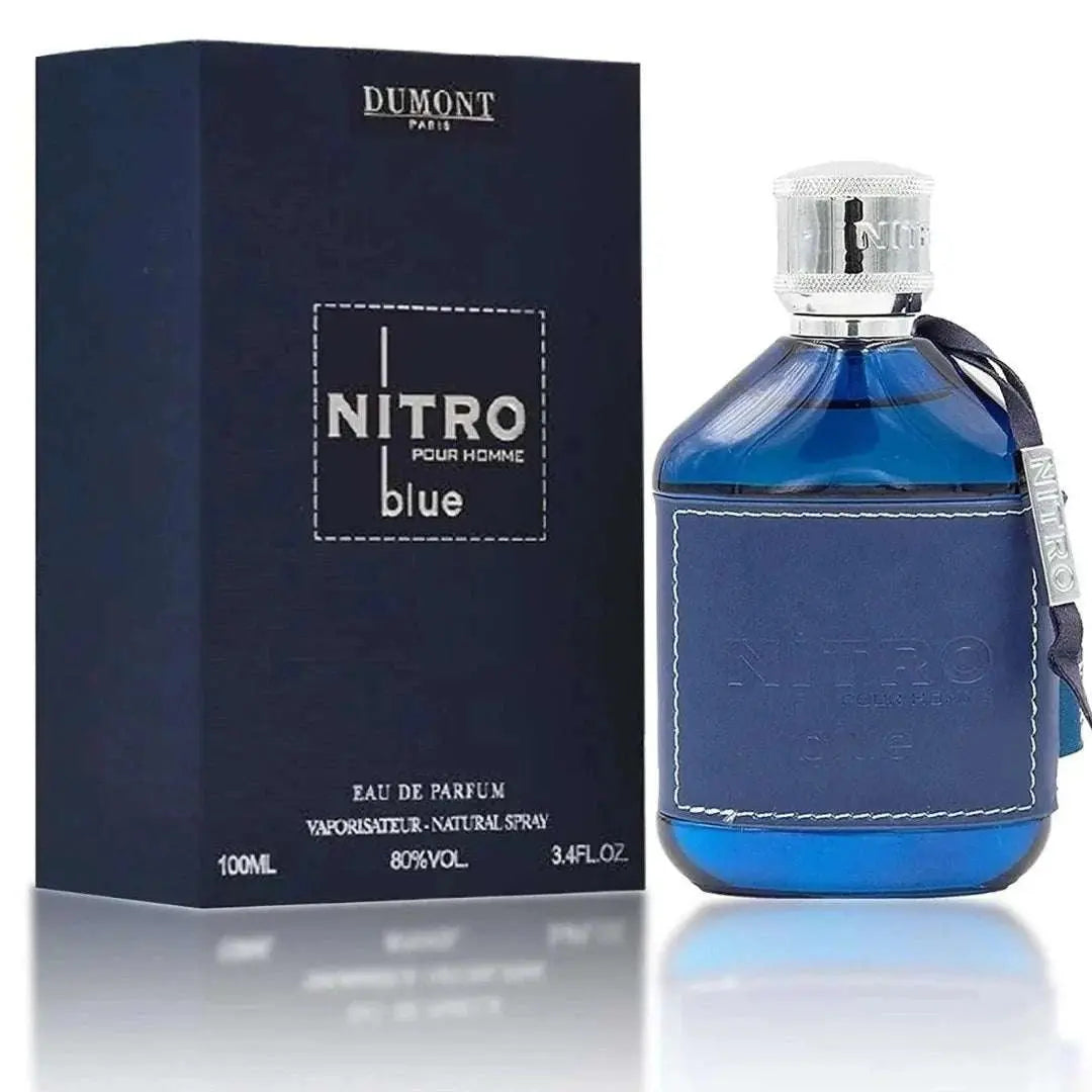 Nitro Blue Dumont Men EDP Perfume 100ml Fresh Marine Citrus Cologne Blue Glass Bottle Silver Cap Luxury Black Gift Box Daily Summer Business Wear Khamik Shop Online