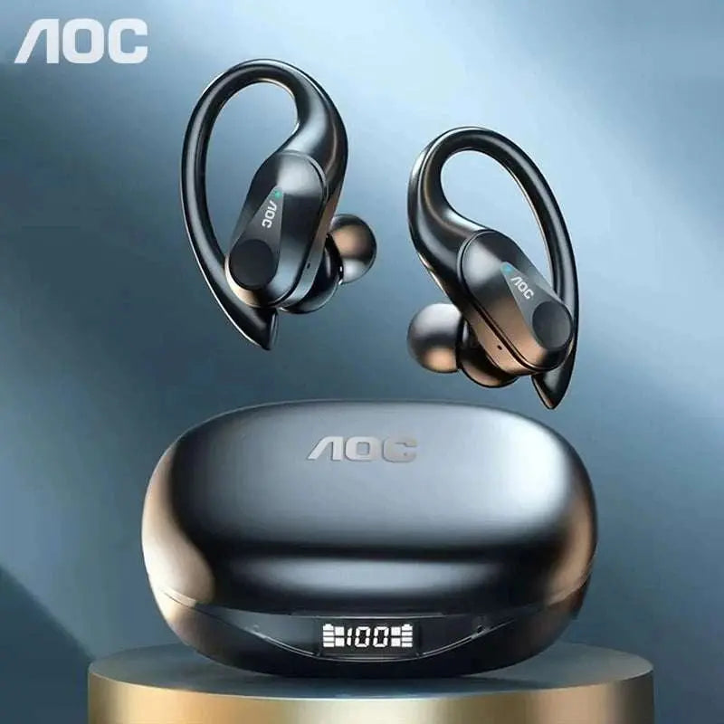 Choice AOC Sports Headset Wireless Bluetooth 6.0 Earphones Waterproof LED Battery Display Gaming Low Latency Headphones LP75 Khamik Shop Online