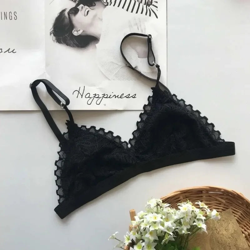Summer Sexy Lace Tube Top Women Hollow Out Bralette Thin Chest Girl Bras Seamless Transparent Lingerie French Underwear Khamik Shop Online