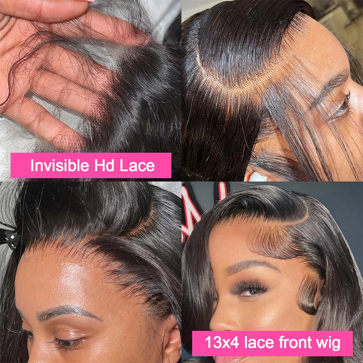 300% Density Body Wave 13x6 HD Lace Frontal Human Hair Wigs Pre Plucked Brazilian Hair 13x4 Lace Frontal Wigs Curly Human Hair Khamik Shop Online