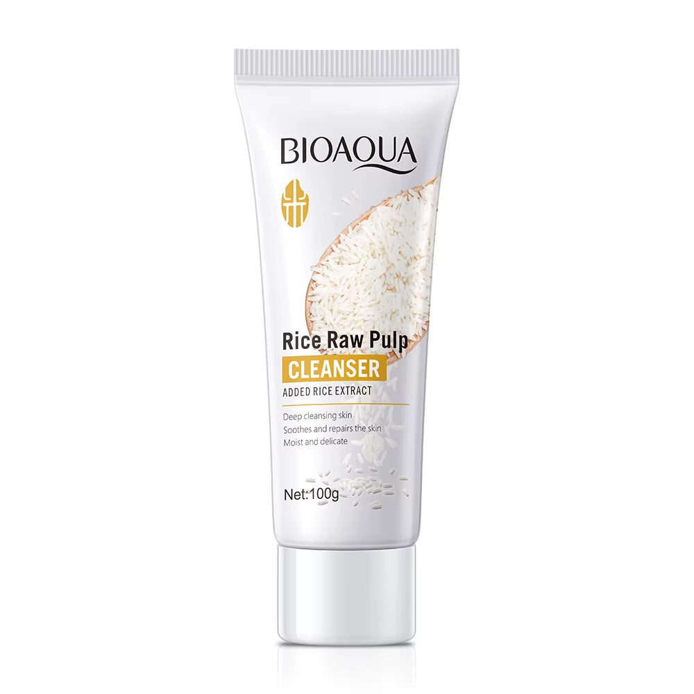 BIOAQUA Rice Raw Pulp Facial Cleanser Face Wash Foam Skincare Moisturizing Skin Brightening Rejuvenation Face Cleanser Skin Care