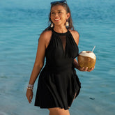 Woman Tankini Swimsuit Plus Size Halter Neck Swimwear Ruched Waist Flared Skirt Hem High Neck Bathing Suit With A Skirt Xxl Khamik Shop Online