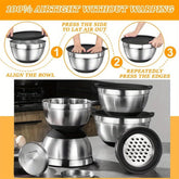 17pcs, Stainless Steel Mixing Bowl Set Mixing Bowls With Lids Grater Attachment, Non-Slip Kitchen Gadget Set, Mixing And Serving Khamik Shop Online