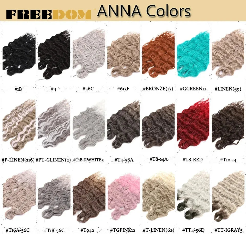 FREEDOM Synthetic Curly Braiding Hair Extensions 24 Inch/60 cm Long Deep Wavy Twist Crochet Braids Hair Ombre Brown Rainbow Hair Khamik Shop Online