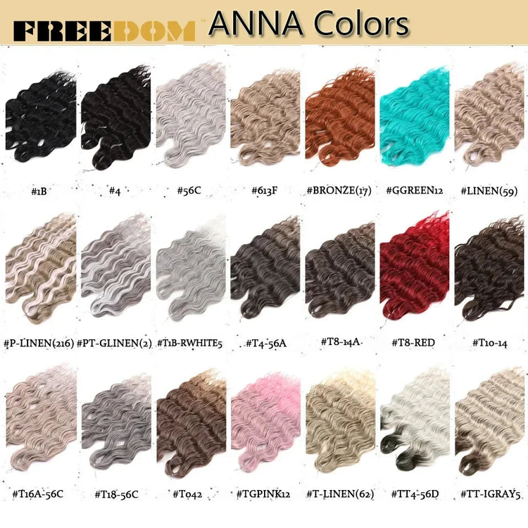 FREEDOM Synthetic Curly Braiding Hair Extensions 24 Inch/60 cm Long Deep Wavy Twist Crochet Braids Hair Ombre Brown Rainbow Hair Khamik Shop Online