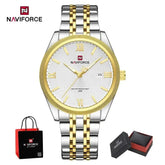 NAVIFORCE Men Elegant Business Stainless Steel Watch 30M Waterproof Luminous Hands Japan Movement Wristwatch Gifts box Khamik Shop Online