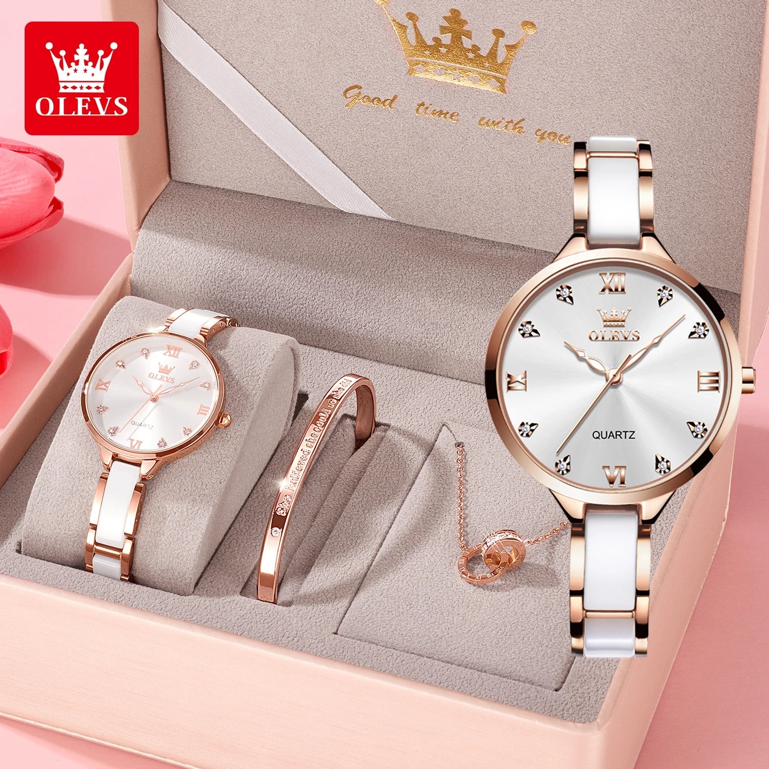 OLEVS 5872 Women Watches Quartz Wristwatch Waterproof Watches For Woman Set Bracelet Watch Original Elegant Casual Fashion Reloj Khamik Shop Online