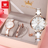 OLEVS 5872 Women Watches Quartz Wristwatch Waterproof Watches For Woman Set Bracelet Watch Original Elegant Casual Fashion Reloj Khamik Shop Online