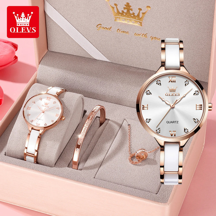 OLEVS 5872 Women Watches Quartz Wristwatch Waterproof Watches For Woman Set Bracelet Watch Original Elegant Casual Fashion Reloj Khamik Shop Online