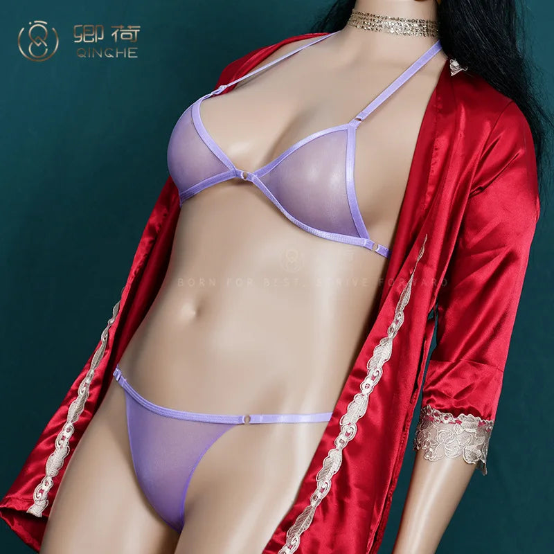 Sexy Women Bra Set Ultra-Thin Invisible Transparent Women&