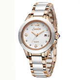 Sunkta Fashion Casual Quartz Woman Watch Elegant Luxury Ceramics Diamond Calendar Waterproof Ladies Women&