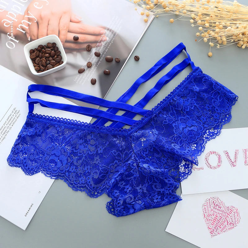 Lace Panties Women'S Briefs Transparent Underwear Sexy Soft Solid Panty Female Low Waist Hollow Out Lingerie